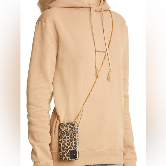 Saint Laurent Leopard-print leather iPhone 11 Pro chained crossbody case NWB - Picture 2 of 8